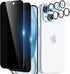 [2+3 Pack Privacy Screen Protector for iPhone 15 with Camera Lens Protector, Anti-Scratch, Bubble Free, Easy to Install, Case Friendly, Tempered G...