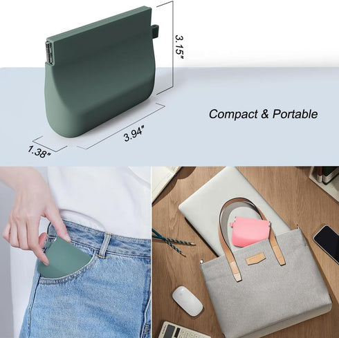 Silicone Headphone Organizer Wired Earbud Case Pouch, Portable Data Cable Organizer Case, Silicone Coin Purse Pouch Change Holder for Women and Me...