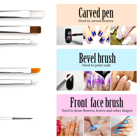 Teenitor Nail Art Brushes,3D Nail Art Paiting Polish Design Kit with 15 Nail Gel Brushes, Nail Dotting Pen 5pcs, 12 Colors Nail Rinestones 10 Adhe...