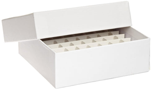 Globe Scientific 3090-1 Cardboard Storage Box for up to 2" Tall x 15mm Wide Tubes, 64 Place, 8x8 Format, 9x9 Format, 134mm Length, 134mm Width, 47...