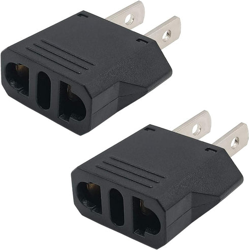 US Plug Adapter, Small European to US Plug Adapter, Black European to American Outlet Plug Adapter, EU to US Adapter, Fireproof Safe Europe/Asia t...