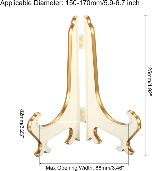 PATIKIL 5" Acrylic Decorative Plate Stand Holder, 4 Pack Table Use Foldable Picture Easel Frame Holder for Displaying Photos, Card, Canvases, Whit...