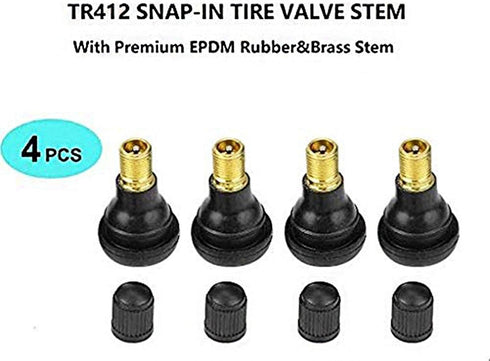 TR412 Rubber Snap-in Tire Valve Stem for Tubeless 0.453 Inch 11.5mm Rim Holes on Standard Vehicle Tires (Set of 4)...
