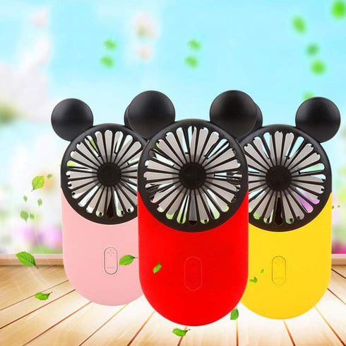 Cute Personal Mini Fan, Handheld & Portable USB Rechargeable Fan with Beautiful LED Light, 3 Adjustable Speeds, Portable Holder, for Indoor Or Out...