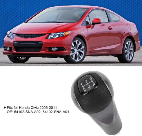 Aramox Gear Shift Knob, Car Gear Shift Knob Fits for Honda Civic 2006-2011 54102-SNA-A01 54102-SNA-A02...