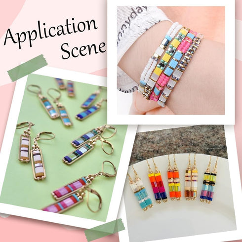 SUNNYCLUE 1 Box 800Pcs 2 Hole Tila Beads Acrylic Flat Square Beads Opaque Macron Colour Small Cute Seed Bead for Jewelry Making DIY Crafts Supplie...