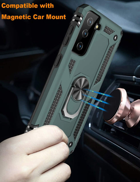 IKAZZ for Galaxy S21 Plus Case,Military Grade Shockproof Heavy Duty Protective Phone Cover Pass 16ft Drop Test with Magnetic Kickstand Car Mount H...