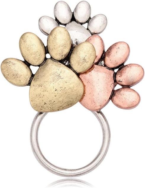 Tri-colors Dog Paw Print Magnetic Badge Eyeglass Holder Brooch for Shirts...