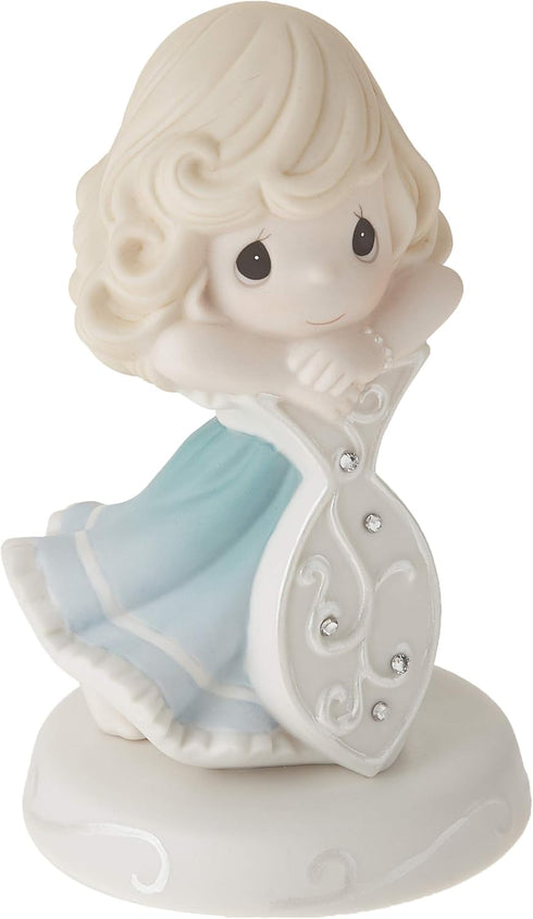 Precious Moments May Hope Comfort You Girl Leanning on Fish Sculpture Bisque Porcelain Figurine 172014...
