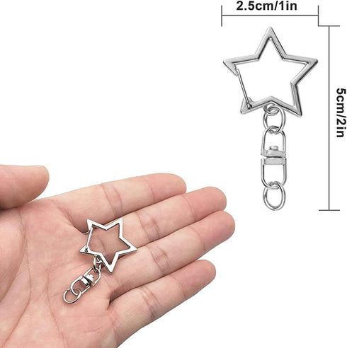 60Pcs Star Shaped Spring Snap Keychain Clip,Metal Swivel Clasp Snap Hook Key Ring with Chain Hanging Buckle with Open Jump Ring Connector for DIY ...
