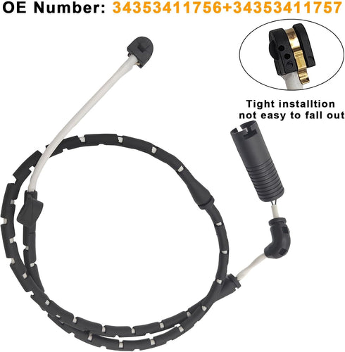 Brake Pad Wear Sensor Front & Rear Wheel | Compatible for BMW X3 E83 2004 2005 2006 2007 2008 2009 2010 | Replacement # 34353411756, 34353411757...