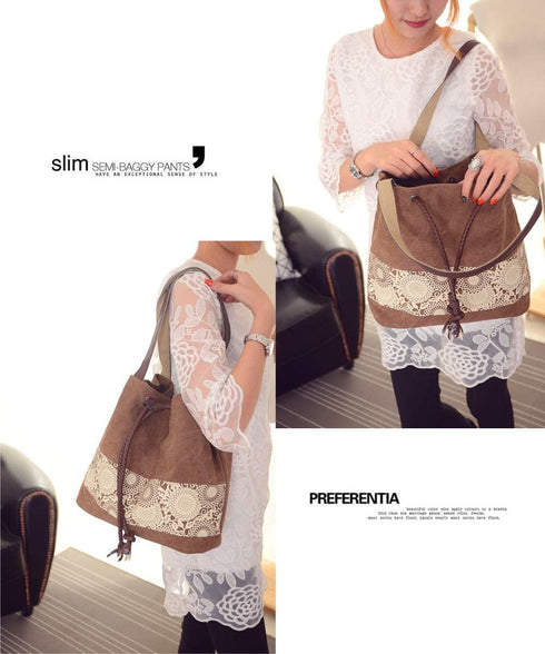 Women Printing Canvas Shoulder Bag Casual Hand Bags Purse Retro Tote Bags...