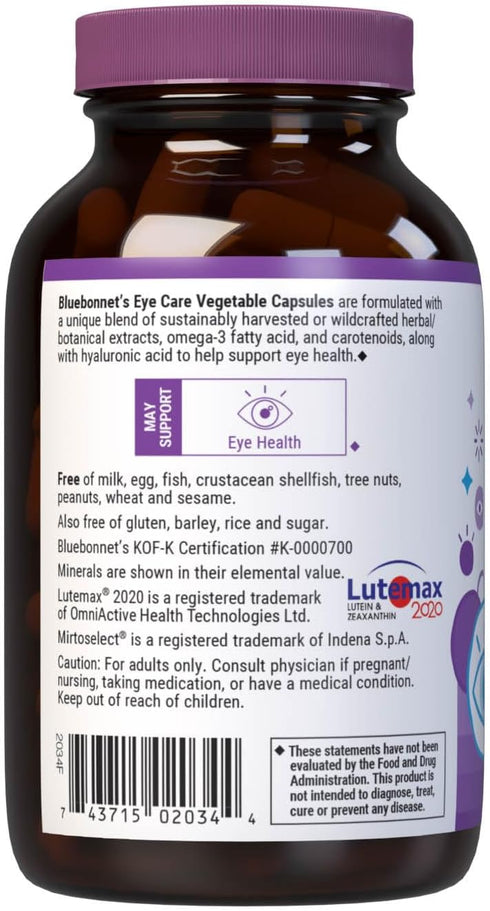 Bluebonnet Nutrition Targeted Choice Eye Care, Supports Eye Health and Macular Protection, Gluten & Dairy Free, Kosher-Certified, Vegan, 45 Servin...