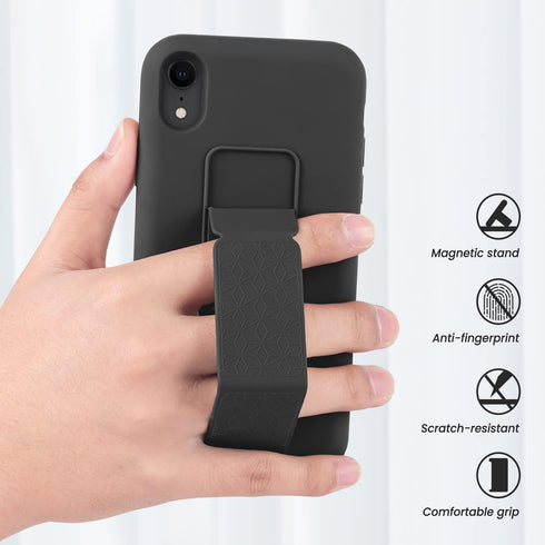 LAUDTEC Silicone Kickstand Case Compatible with iPhone XR case Vertical and Horizontal Stand Hand Strap Metal Kickstand, Flexible Soft Liquid Sili...