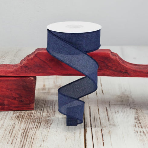 Solid Canvas Wired Edge Ribbon, 10 Yards (Navy Blue, 1.5 Inches)...