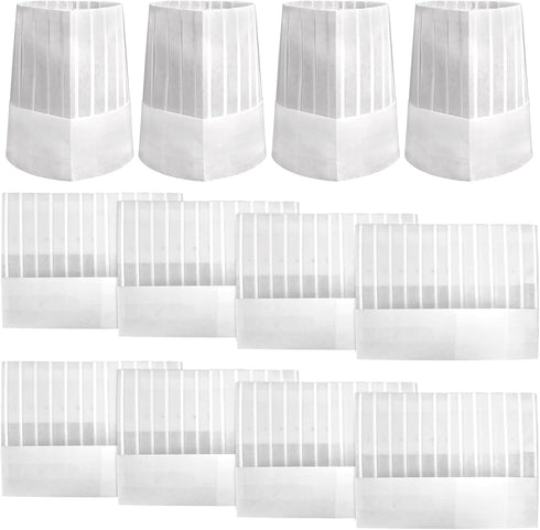 BIGNC 12 Pack Disposable 9" Paper Chef Tall Hat for Food Restaurants, Home Kitchen, School, Classes, Catering Equipment or Birthday Party White...