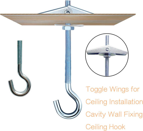 Lainrrew 8 Pack Ceiling Hooks for Hanging Plants, Swag Hooks with Screws and Toggle Wings for Wall Fixing...