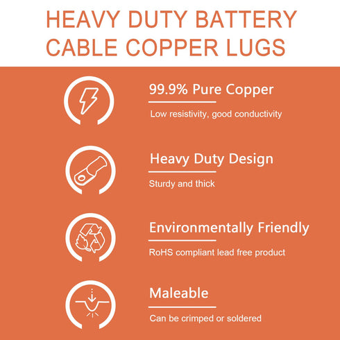 4 Pack 6 AWG 3/8 Lugs & 6 AWG 5/16 Lugs Tinned Copper Terminal,Marine Battery Welding Lugs Terminal Connectors with 8 Pieces Ratio 3:1 Dual Wall A...