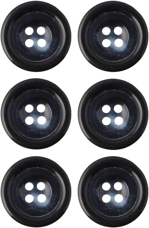 Mibo 8pcs Polyester Imitation Horn Suiting Button - 4 Hole - Rounded Rim with Concaved Center - 32L(20mm) - Navy Blue...