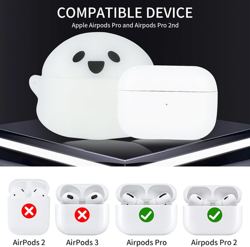 Compatible with Apple AirPods Pro 2nd/1st Generation Charging Case Cover with Cleaner Kit, Luminous 3D Halloween Ghost Funny Anime Soft Silicone P...