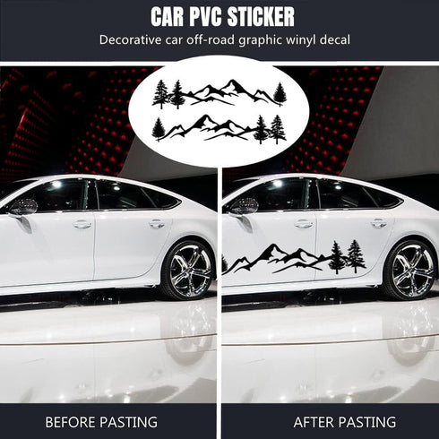 sundan 2PCS Car Side Body Stickers Mountain Tree Forest Graphic Decals DIY Vinyl Sticker Decals for Car Truck SUV RV Camper Trailer, 77.95''x15.74...