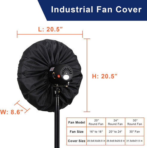 Industrial Fan Cover, Outdoor Fan Cover, Heavy Duty Waterproof & Dustproof Fan Cover for 16-20" Stand Pedestal Fan, Wall Mount Fan and Outdoor/Pat...