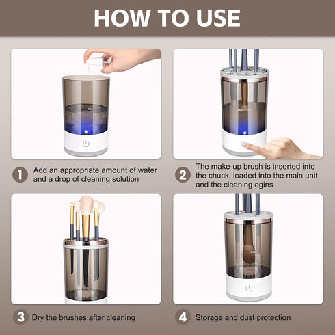 Electric Makeup Brush Cleaner Machine Makeup Brush Cleaner Automatic USB Makeup Brush Washing Machine Brush Cleaner for All Size Beauty Makeup Bru...