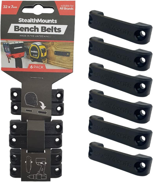 StealthMounts Bench Belt - Universal Tool Holder | Tool Holster Set - 6 Pack | Perfect Tool Hanger Storage Dock for Power Tools, Tape Measures and...