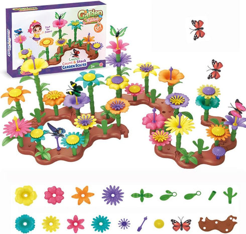 Blocks Toys Flower Garden for Girls Toys STEM, Educational Toy Gardening Pretend Play Set Upgrade DIY Flower Stacking Toys for Kids Preschool...