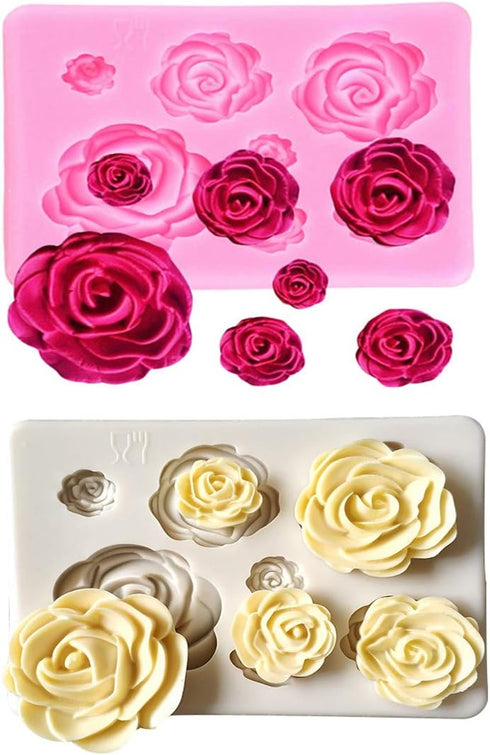 2PCS Rose Flowers silicone molds Cake Chocolate Mold wedding Cake Decorating Tools Fondant Sugarcraft Cake Molds...