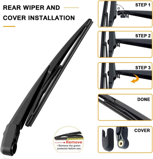 AUTOBOO Replacement for Nissan Rogue 2014-2018 Pathfinder 2013-2018 Rear Windshield Wiper Blade Arm Set-Factory OE Style...