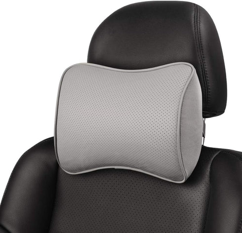 Headrest Pillow Car Memory Foam Car Neck Pillows Soft Leather for Driving Home Office Gray (Pack of 1)...