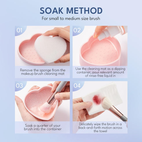 Makeup Brush Cleaner, Quick Dry Cleaner Spray and Rinse Solution Dual Purpose With Make Up Brush Cleaner Mat Color Removal Sponges Brush Protectio...