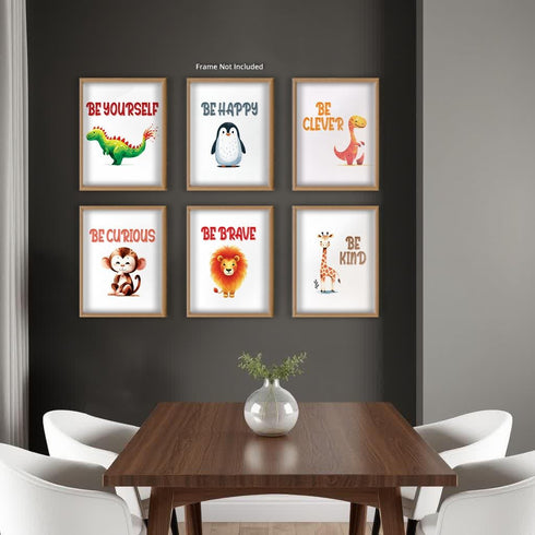 Posterizer 6 pcs-Positive Sayings From Cute Animals-Kids Room Art-Motivational & Inspirational Art-Gift for Daughter, Son, Kids-Decor for nursery ...
