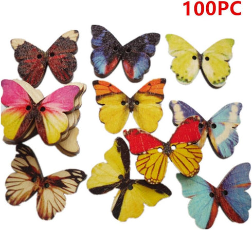 100PC DIY Wooden Buttons, a Variety of Animal Cartoon Characters, a Variety of Colors (can be Selected) (Color1)...