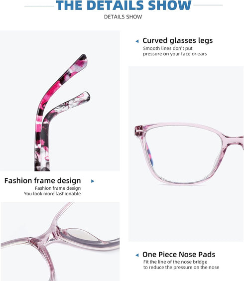4 Pack Reading Glasses Blue Light Blocking for Women Men,Fashion Square Computer Readers with Spring Hinge,Anti Eyestrain Eyeglasses(3.0x)...