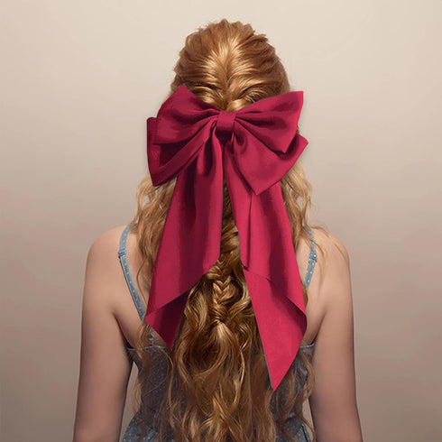 Hair Bows for Women Satin Silk Hair Bow Hair Ribbons Oversized Long Tail Bow Hair Clips Large Hair Ribbon Barrettes Metal Clips Bowknot Cute Girls...