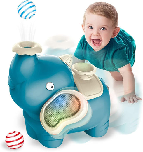 Elephant Blowing Ball Walking Car Toys with Music Light Baby Crawling Toys Tummy Time Interactive Toddler Infant Toy Automatically Avoid Obstacles...