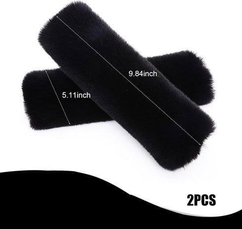 2 PCS Car Seat Belt Protector, 9.8In x 5.1In Imitation Rex Rabbit Fur Soft Shoulder Neck Cover, Backpack Strap Protect Pads, Universal Interior De...