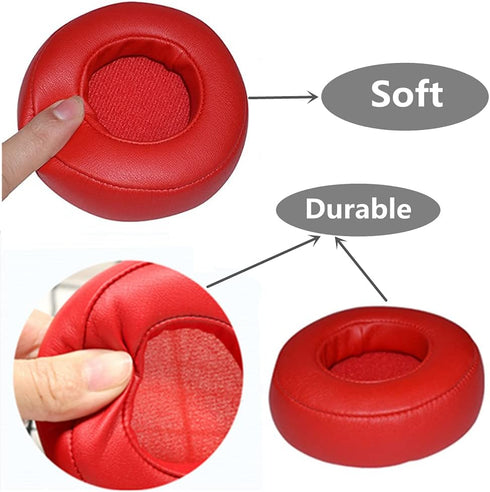 Replacement Earpads Memoery Foam Ear Cushion Covers Compatible with Monster Beats by Dr.Dre PRO/Detox Headphones (Red)...