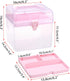 BTSKY Multipurpose Plastic Craft Storage Containers with Removable Tray, Clear Plastic Storage Box with Lid & Handle, Easy Carry & Stack Small Sto...