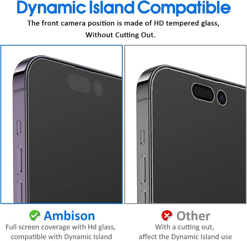 Ambison [2 Pack Matte Glass Screen Protector Designed for iPhone 14 Pro, Dynamic Island Compatible/Install Frame/Bubble Free/Anti-Glare, 9H Temper...