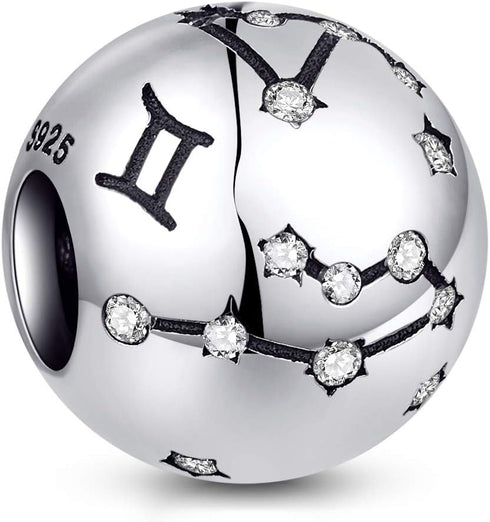 NINGAN 12 Zodiac Sign Birthday Charms - 925 Sterling Silver Charms Fits Women's Charm Bracelet & Necklace - Birthday Gifts for & Friends...