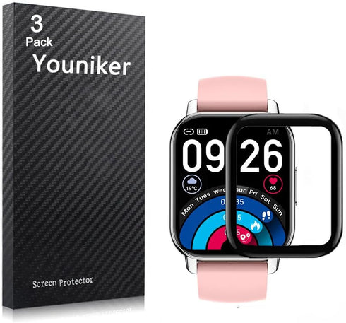 3 Pack Compatible with Popglory P66 1.85'' Smartwatch Screen Protector Film for P66 1.85 inch Smart Watch Screen Protectors Foils 3D Full Coverage...