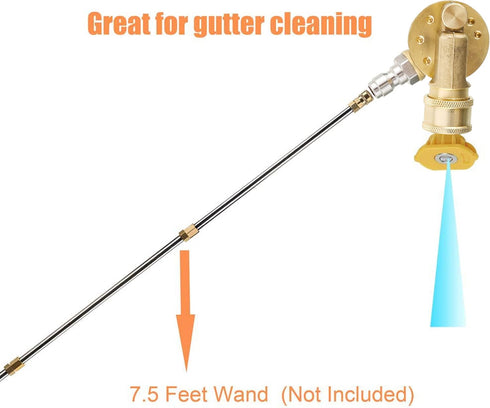 M MINGLE Gutter Cleaner Attachment, Pivoting Coupler for Pressure Washer Nozzle, 240 Degree Rotation, 1/4 Inch Quick Connect, 4500 PSI...