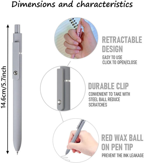 10 Pcs Gel Pens,Retractable Quick Dry Gel Ink Pen, Fine Point 0.5mm Black Ink Rolling Ball Gel Pens,Cute Gel Pens Aesthetic Pens, for Home School ...