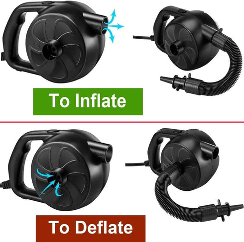 BUYMAX Electric Air Pump High Power Air Pump Inflator & Deflator Valve with 5 Nozzles for Air Mattress, Swimming Rings, Airbeds, Rafts, Inflatable...