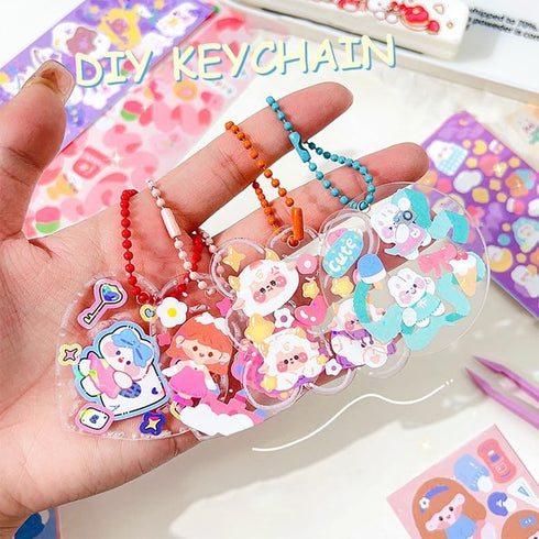 100 Sheets Cute Korean Stickers for Kpop Photocards Decor Stickers Bulk Aesthetic Toploader Stickers Glitter Cute Animal Pattern Scrapbook Sticker...