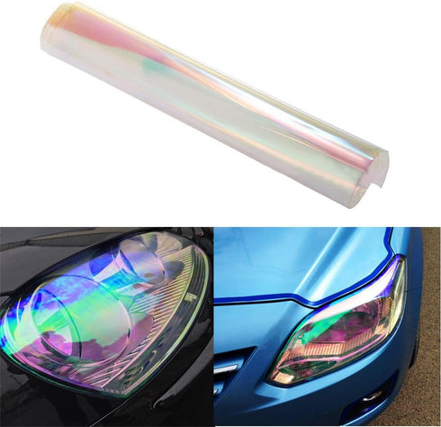LZLRUN 12 by 48 inches Self Adhesive Auto Car Tint Chrome Chameleon Headlight Taillight Fog Light Vinyl Smoke Film Sheet Sticker Cover (Chameleon ...