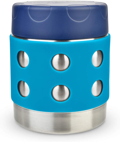 LunchBots Thermal 8 oz Triple Insulated Thermos - Hot 6 Hours or Cold 12 Hours - Leak Proof Thermos Soup Jar - All Stainless Interior - Navy Lid -...